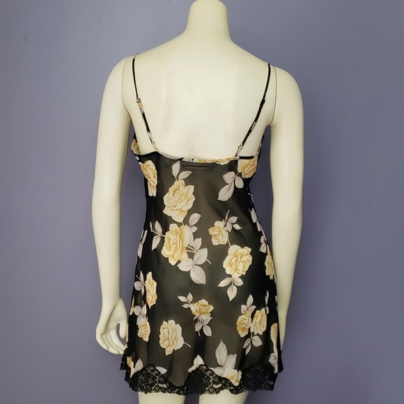 Victoria's Secret Sheer Black Slip Yellow Roses - Picture 6 of 7